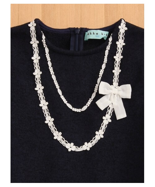 HAKKA KIDS（ハッカキッズ）の「ニット風裏毛裏起毛OP（ワンピース/ドレス・レディース・ネイビー/杢グレー・130/100/110/120）」の5枚目の写真