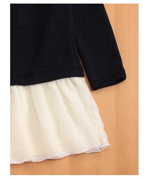 HAKKA KIDS（ハッカキッズ）の「ニット風裏毛裏起毛OP（ワンピース/ドレス・レディース・ネイビー/杢グレー・130/100/110/120）」の7枚目の写真