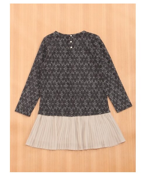 HAKKA KIDS（ハッカキッズ）の「プリーツSK付きレーシーニットOP（ワンピース/ドレス・レディース・生成/チャコール・100/110/120/130）」の4枚目の写真