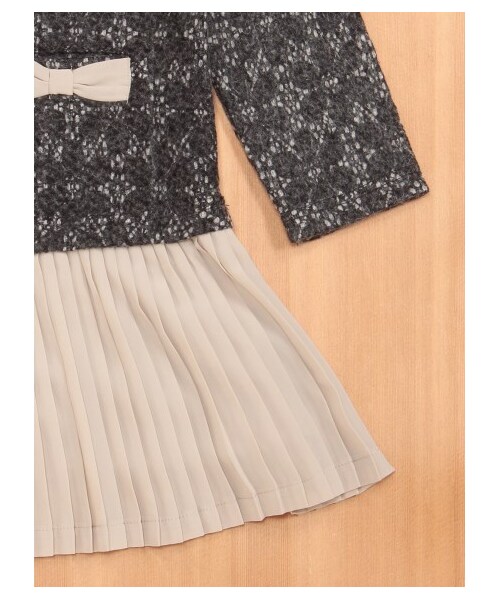 HAKKA KIDS（ハッカキッズ）の「プリーツSK付きレーシーニットOP（ワンピース/ドレス・レディース・生成/チャコール・100/110/120/130）」の8枚目の写真