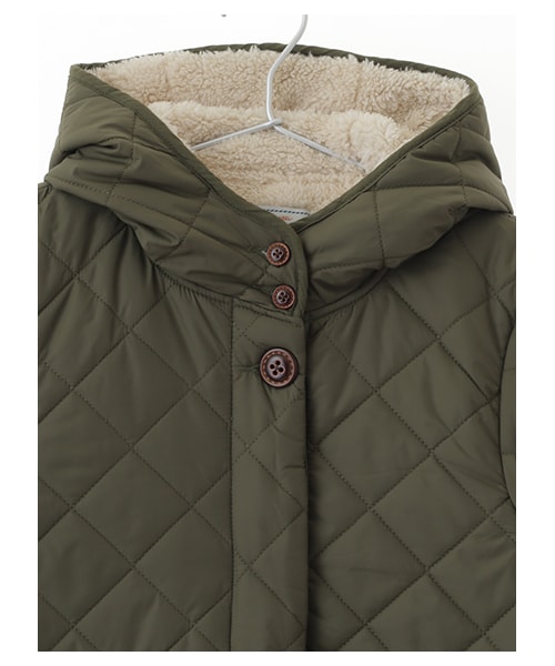 Green　Parks（グリーンパークス）の「・裏ボアキルティングロングコート（ジャケット/アウター・ベージュ/マスタード/カーキ/ネイビー・F）」の7枚目の写真