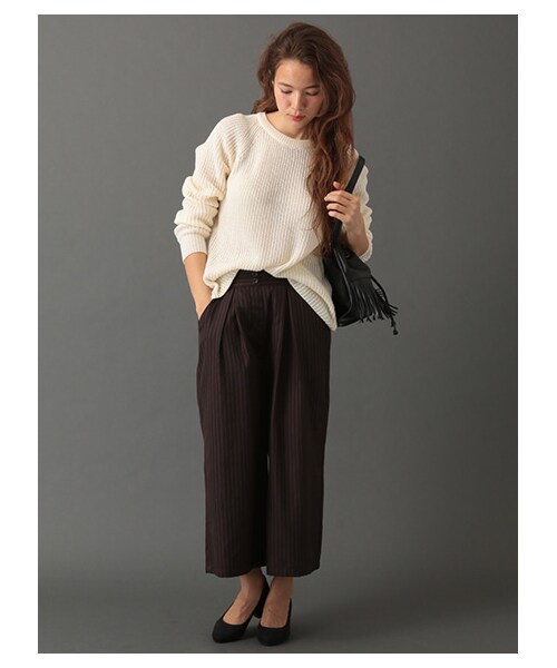 SEVENDAYS=SUNDAY（セブンデイズサンデイ）の「【Special Price】・タックワイドパンツ（パンツ・ブラウン/ストライプ・M/L）」の5枚目の写真