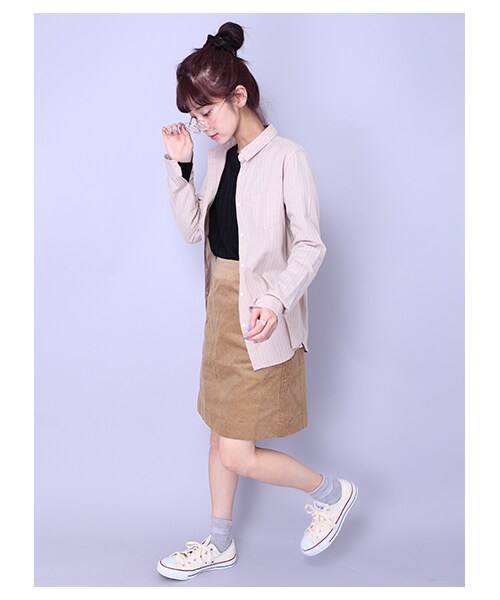 E hyphen world gallery（イーハイフンワールドギャラリー）の「・コールテン台形ひざ丈スカート（スカート・アイボリー/チャコールグレー/ダークレッド/キャメル/ネイビー・F）」の9枚目の写真