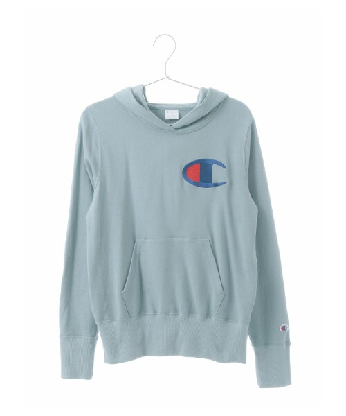 E hyphen world gallery（イーハイフンワールドギャラリー）の「・F Champion ロゴ刺繍パーカー（トップス・オフホワイト/杢グレー/ブラック/ピンク/ライトグリーン/ブルー・140cm/150cm/160cm）」の4枚目の写真