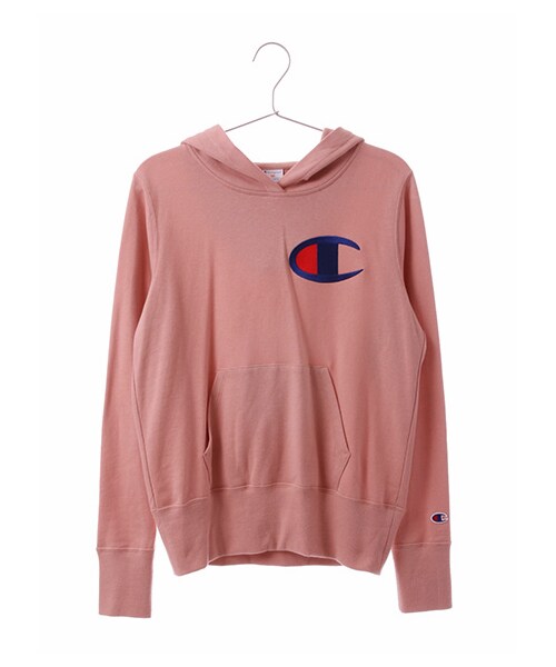 E hyphen world gallery（イーハイフンワールドギャラリー）の「・F Champion ロゴ刺繍パーカー（トップス・オフホワイト/杢グレー/ブラック/ピンク/ライトグリーン/ブルー・140cm/150cm/160cm）」の6枚目の写真