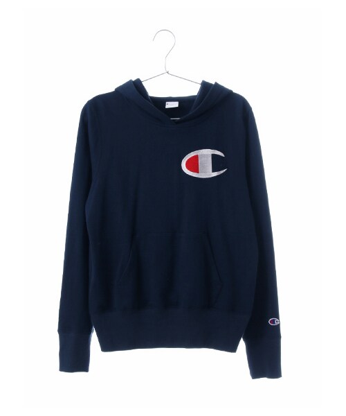 E hyphen world gallery（イーハイフンワールドギャラリー）の「・F Champion ロゴ刺繍パーカー（トップス・オフホワイト/杢グレー/ブラック/ピンク/ライトグリーン/ブルー・140cm/150cm/160cm）」の5枚目の写真