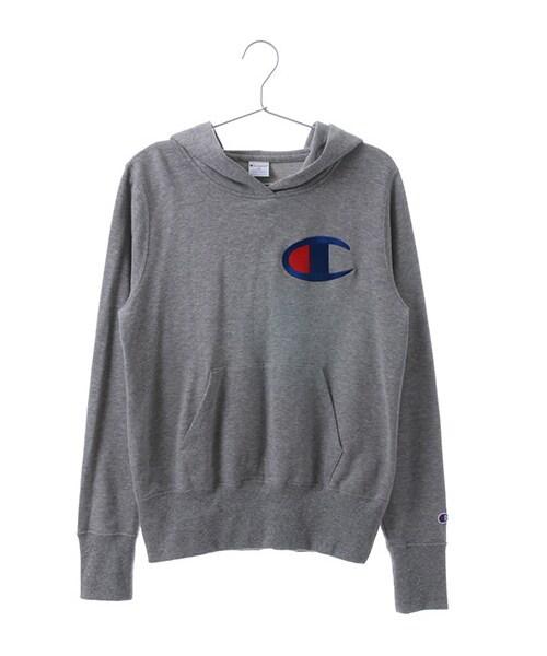 E hyphen world gallery（イーハイフンワールドギャラリー）の「・F Champion ロゴ刺繍パーカー（トップス・オフホワイト/杢グレー/ブラック/ピンク/ライトグリーン/ブルー・140cm/150cm/160cm）」の3枚目の写真
