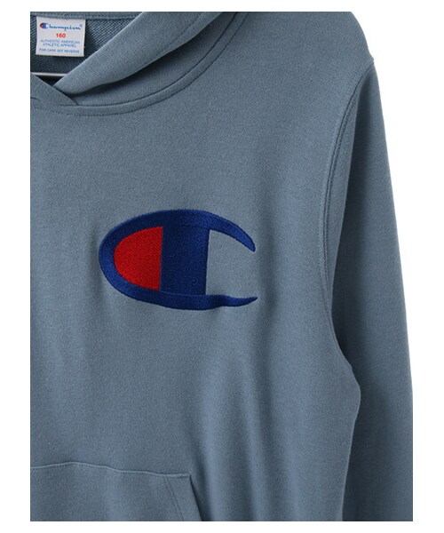 E hyphen world gallery（イーハイフンワールドギャラリー）の「・F Champion ロゴ刺繍パーカー（トップス・オフホワイト/杢グレー/ブラック/ピンク/ライトグリーン/ブルー・140cm/150cm/160cm）」の10枚目の写真