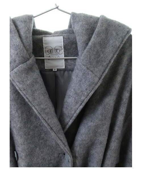 E hyphen world gallery（イーハイフンワールドギャラリー）の「・ビッグフードガウンコート（ジャケット/アウター・杢グレー/ブラック/キャメル・XS/S/M）」の6枚目の写真