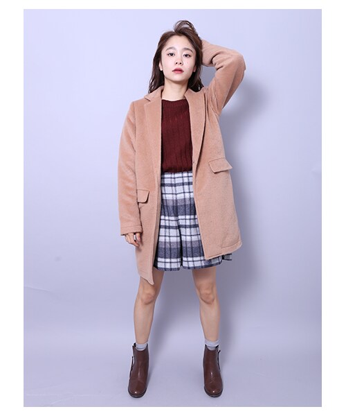 E hyphen world gallery（イーハイフンワールドギャラリー）の「・チェックシャギータックキュロットパンツ（パンツ・アイボリー/グレー/チャコールグレー・S/M）」の8枚目の写真