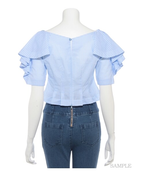 LILY BROWN(リリーブラウン)の「ラッフル袖ブラウス(ブラウス・レディース・BLK/PPL/BLU・F)」の5枚目の写真