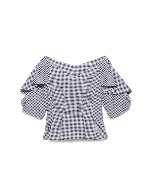 LILY BROWN(リリーブラウン)の「ラッフル袖ブラウス(ブラウス・レディース・BLK/PPL/BLU・F)」の1枚目の写真