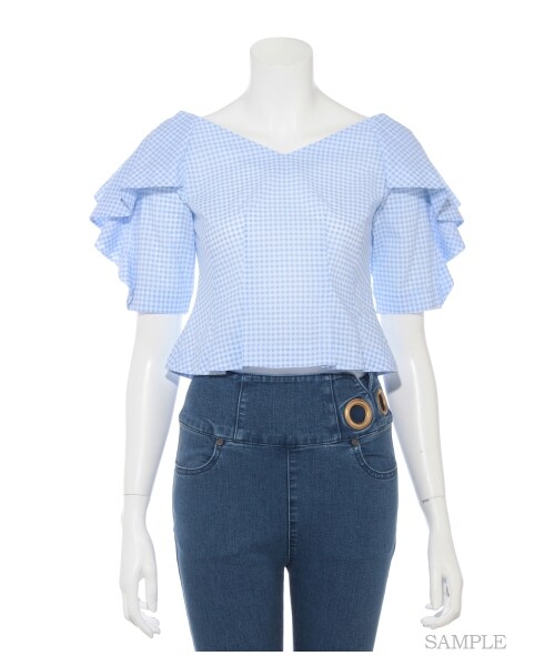 LILY BROWN(リリーブラウン)の「ラッフル袖ブラウス(ブラウス・レディース・BLK/PPL/BLU・F)」の11枚目の写真