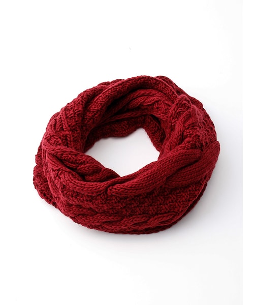 Honeys（ハニーズ）の「３連ケーブル編みスヌード（その他小物・レディース・オフ/クロ/コン/エンジ/グレー・Ｆ）」の5枚目の写真