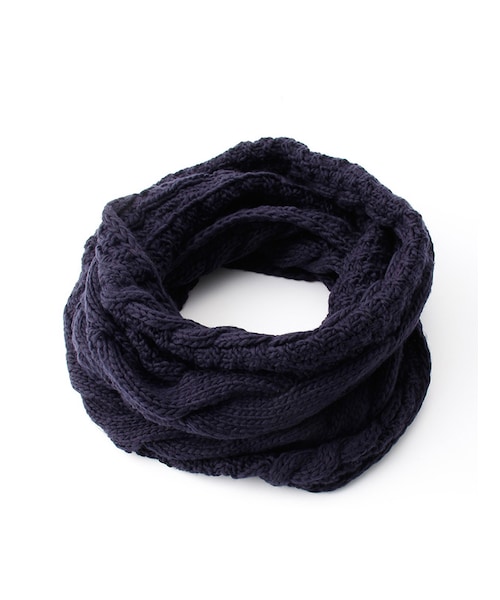 Honeys（ハニーズ）の「３連ケーブル編みスヌード（その他小物・レディース・オフ/クロ/コン/エンジ/グレー・Ｆ）」の4枚目の写真