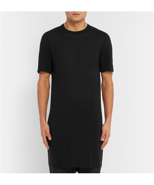 Rick Owens（リックオウエンス）の「Rick Owens Long-Length Jersey T-Shirt（Tシャツ/カットソー・メンズ・Black・XS/S/M/L/XL）」の4枚目の写真