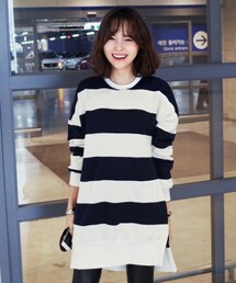 DHOLIC | サイドスリットワイドボーダープルオーバーワンピース(ワンピース)