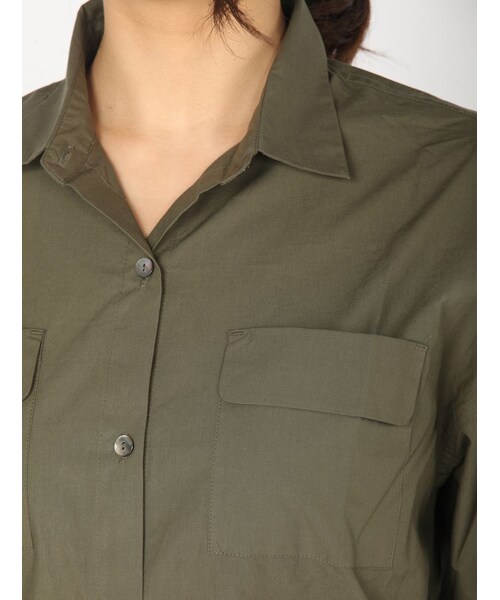 Rinajour（リナジュール）の「Rinajour(リナジュール)ドロップショルダーシャツ（トップス・レディース・NATURAL/OLIVE・F）」の7枚目の写真