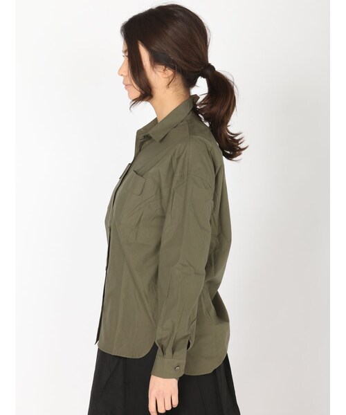 Rinajour（リナジュール）の「Rinajour(リナジュール)ドロップショルダーシャツ（トップス・レディース・NATURAL/OLIVE・F）」の4枚目の写真