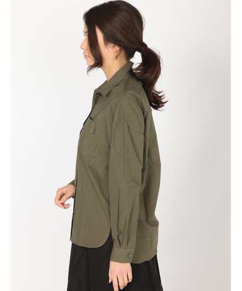 Rinajour（リナジュール）の「Rinajour(リナジュール)ドロップショルダーシャツ（トップス・レディース・NATURAL/OLIVE・F）」の5枚目の写真