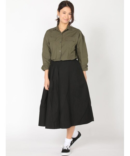 Rinajour（リナジュール）の「Rinajour(リナジュール)ドロップショルダーシャツ（トップス・レディース・NATURAL/OLIVE・F）」の10枚目の写真