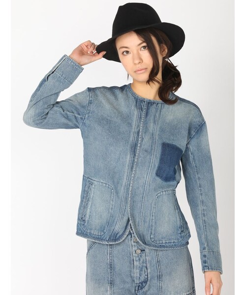 Rinajour(リナジュール)の「Rinajour(リナジュール)異素材切替えシャツジャケット(ジャケット/アウター・レディース・INDIGO/USED・F)」の3枚目の写真