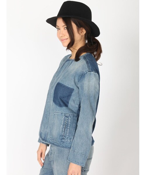 Rinajour(リナジュール)の「Rinajour(リナジュール)異素材切替えシャツジャケット(ジャケット/アウター・レディース・INDIGO/USED・F)」の4枚目の写真