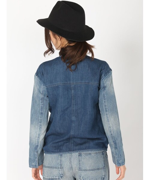 Rinajour(リナジュール)の「Rinajour(リナジュール)異素材切替えシャツジャケット(ジャケット/アウター・レディース・INDIGO/USED・F)」の5枚目の写真