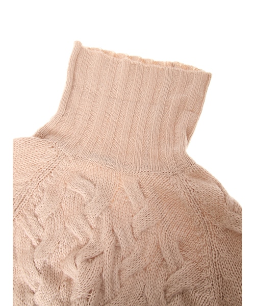 w closet（ダブルクローゼット）の「ケーブル編みオフタートルニット（トップス・レディース・オフホワイト/Lグレー/Lベージュ・FREE）」の7枚目の写真