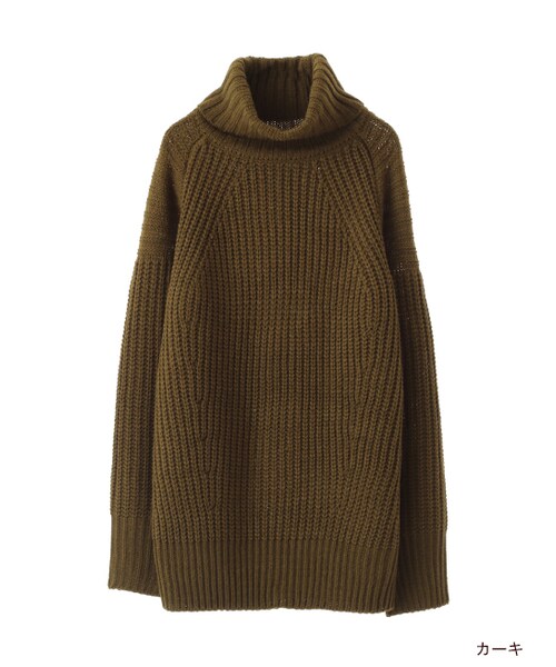 w closet（ダブルクローゼット）の「片畦タートルニット（トップス・レディース・オフホワイト/ピンクベージュ/グレー/キャメル/カーキ・FREE）」の4枚目の写真