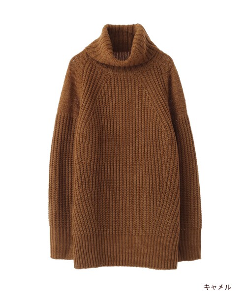 w closet（ダブルクローゼット）の「片畦タートルニット（トップス・レディース・オフホワイト/ピンクベージュ/グレー/キャメル/カーキ・FREE）」の3枚目の写真