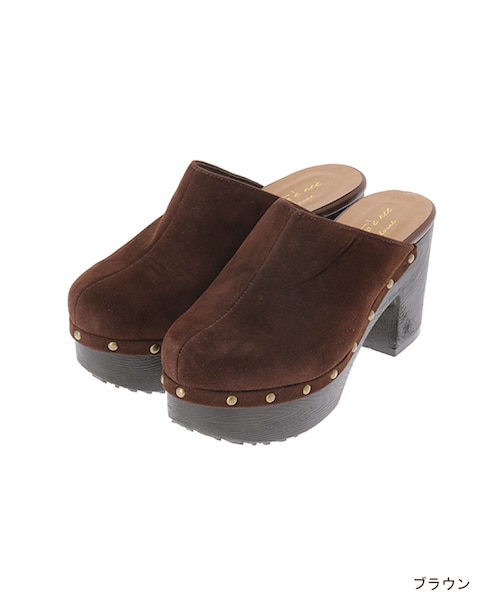 w closet（ダブルクローゼット）の「スタッズサボ（シューズ・レディース・ベージュ/ブラウン/ブラック・M/L）」の3枚目の写真