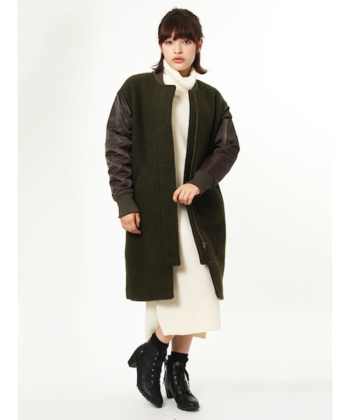 w closet(ダブルクローゼット)の「袖切替MA-1(ジャケット/アウター・レディース・カーキ/Dグレー・FREE)」の3枚目の写真