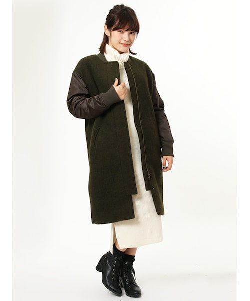 w closet(ダブルクローゼット)の「袖切替MA-1(ジャケット/アウター・レディース・カーキ/Dグレー・FREE)」の11枚目の写真