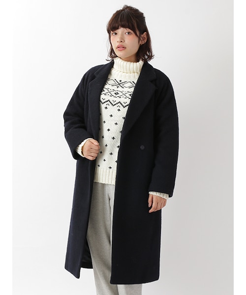 w closet(ダブルクローゼット)の「ウール混ガウンコート(ジャケット/アウター・レディース・ライトグレー/キャメル/ネイビー・FREE)」の4枚目の写真