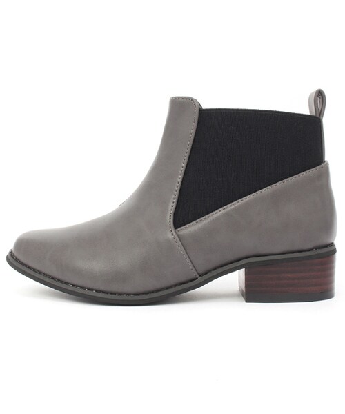 mysty woman（ミスティウーマン）の「スタックヒールサイドゴアショートブーツ（シューズ・レディース・チャコールグレー/キャメル/ブラック・M/L）」の6枚目の写真