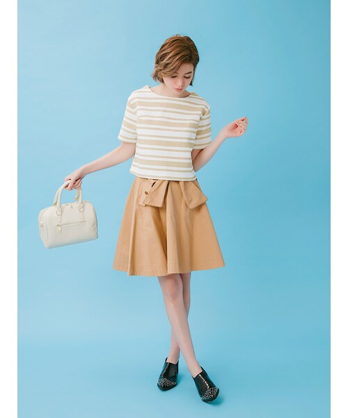 dazzlin（ダズリン）の「【se】リボン付きデザイン切替スカート（スカート・レディース・オフホワイト/ブルー/ベージュ・S/M）」の5枚目の写真