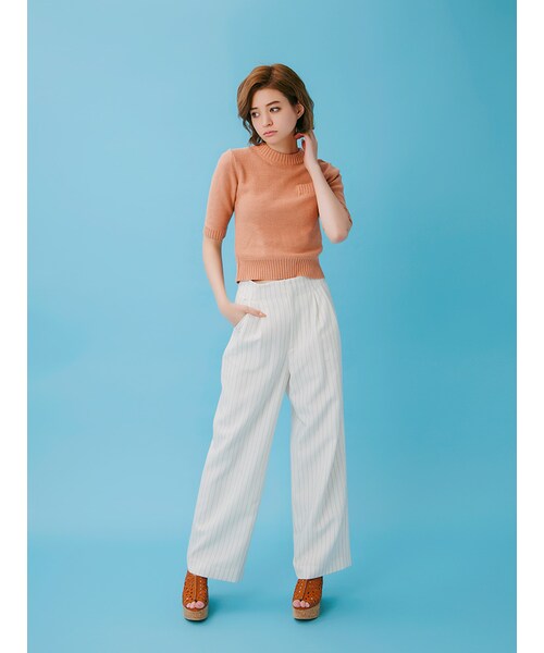 dazzlin（ダズリン）の「【se】ストライプワイドパンツ（パンツ・レディース・オフホワイト/グレー/ピンク・S/M）」の7枚目の写真