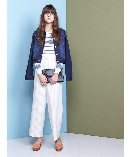 dazzlin（ダズリン）の「【se】ストライプワイドパンツ（パンツ・レディース・オフホワイト/グレー/ピンク・S/M）」の5枚目の写真