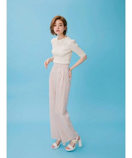 dazzlin（ダズリン）の「【se】ストライプワイドパンツ（パンツ・レディース・オフホワイト/グレー/ピンク・S/M）」の6枚目の写真