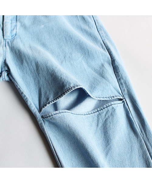 69（シックスティーナイン）の「Slit Pants（パンツ・Light Indigo Blue・XS/S/M/L）」の6枚目の写真