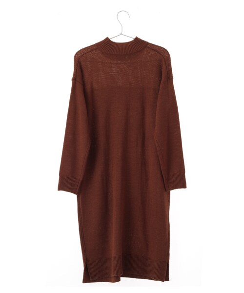 earth music&ecology（アースミュージックアンドエコロジー）の「ハイネックニットワンピース（ワンピース/ドレス・ライトグレー/ブラック/ブラウン/カーキ・F）」の6枚目の写真