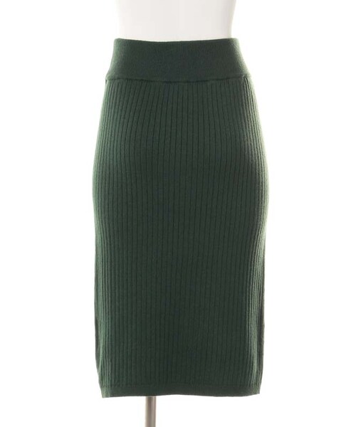 31 Sons de mode（トランテアン　ソン　ドゥ　モード）の「１２Ｇリブストレッチニットスカート（スカート・レディース・カーキグリーン/ブラック・36）」の5枚目の写真