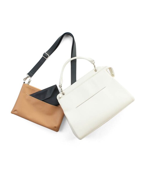 31 Sons de mode（トランテアン　ソン　ドゥ　モード）の「ポーチ付トートバッグ（バッグ・レディース・ホワイト/ブラック/ベージュ・フリー）」の8枚目の写真