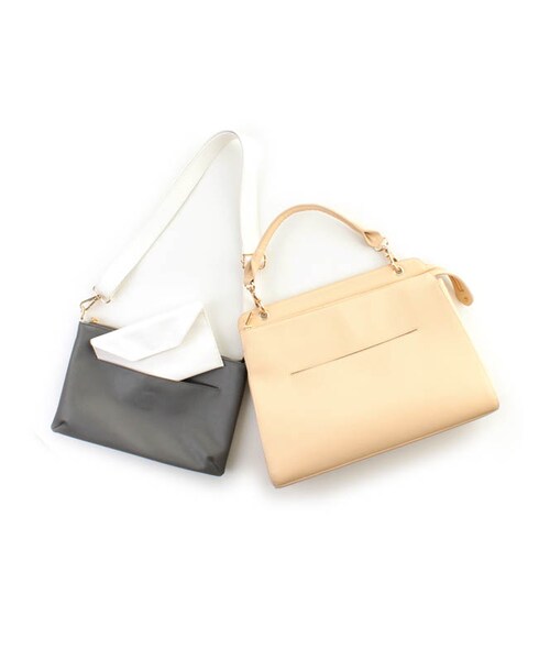 31 Sons de mode（トランテアン　ソン　ドゥ　モード）の「ポーチ付トートバッグ（バッグ・レディース・ホワイト/ブラック/ベージュ・フリー）」の6枚目の写真