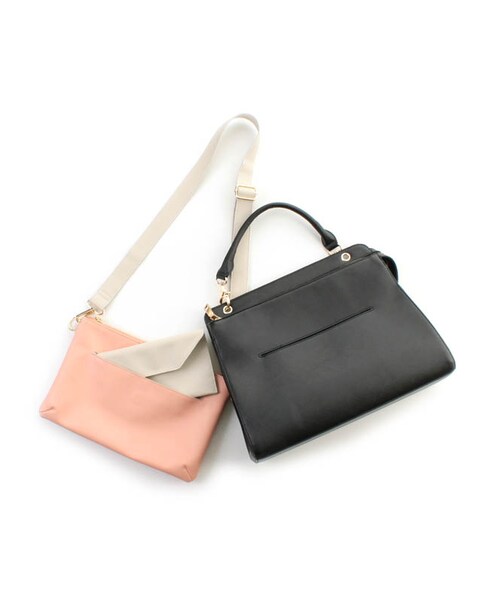 31 Sons de mode（トランテアン　ソン　ドゥ　モード）の「ポーチ付トートバッグ（バッグ・レディース・ホワイト/ブラック/ベージュ・フリー）」の7枚目の写真