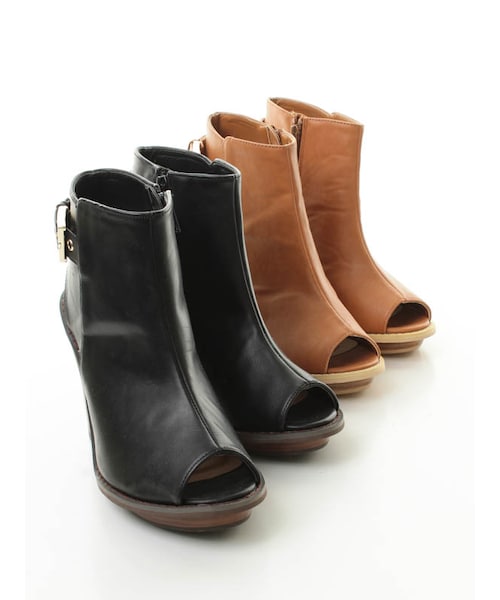31 Sons de mode（トランテアン　ソン　ドゥ　モード）の「オープントゥショートブーツ（シューズ・レディース・ブラック/キャメル・S/M/L/S/在庫:1/L/在庫:1）」の11枚目の写真
