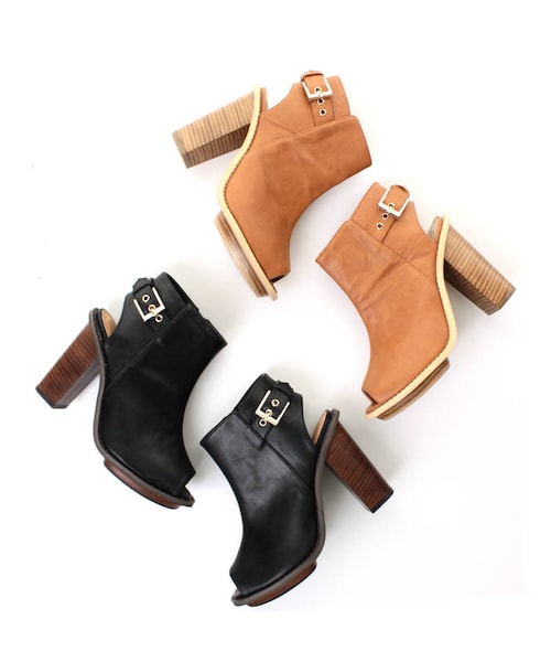 31 Sons de mode（トランテアン　ソン　ドゥ　モード）の「オープントゥショートブーツ（シューズ・レディース・ブラック/キャメル・S/M/L/S/在庫:1/L/在庫:1）」の3枚目の写真