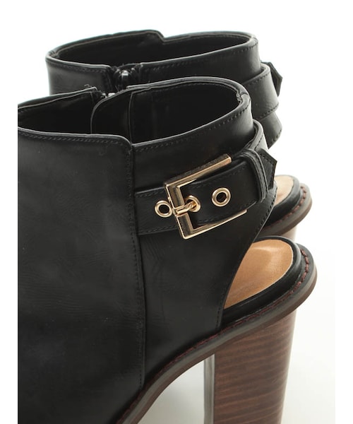 31 Sons de mode（トランテアン　ソン　ドゥ　モード）の「オープントゥショートブーツ（シューズ・レディース・ブラック/キャメル・S/M/L/S/在庫:1/L/在庫:1）」の7枚目の写真