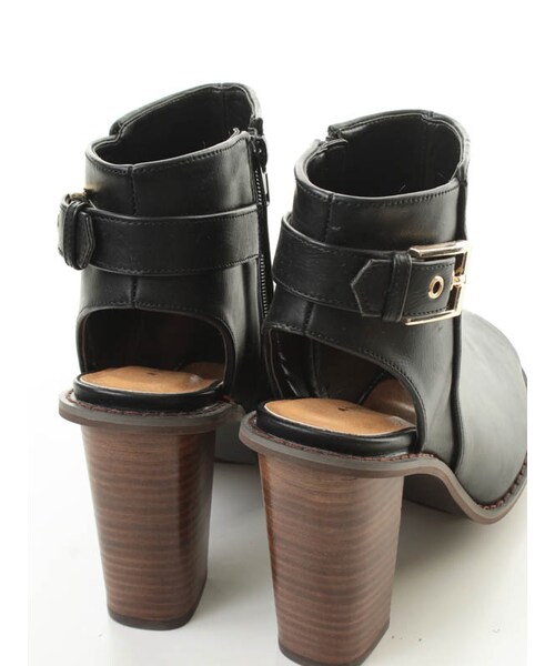 31 Sons de mode（トランテアン　ソン　ドゥ　モード）の「オープントゥショートブーツ（シューズ・レディース・ブラック/キャメル・S/M/L/S/在庫:1/L/在庫:1）」の6枚目の写真